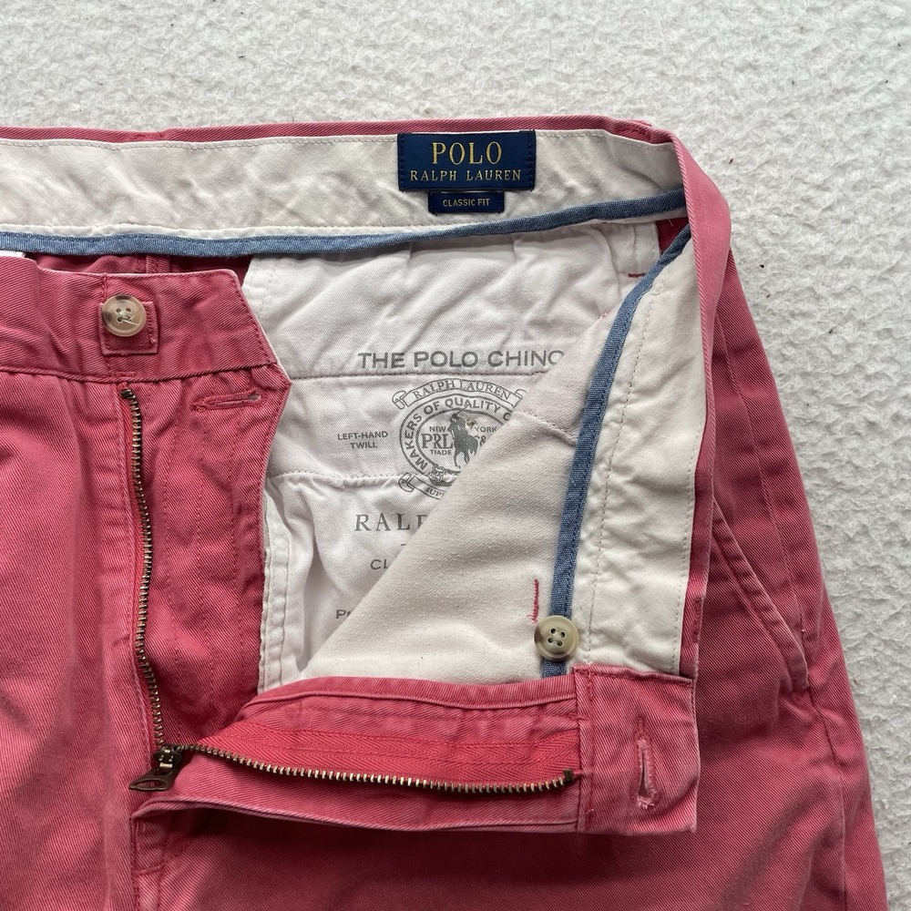 Polo Ralph Lauren Chino Pants Mens 32x31 (Tag 32x32) Red Twill Washed Out Preppy - Picture 4 of 12